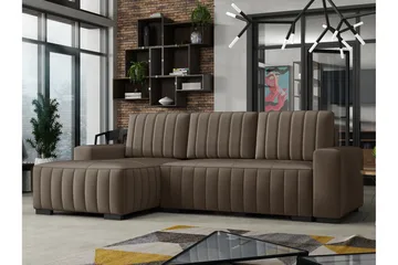 Esher 3-seters Hjørnesofa Venstre - Plysch/Brun - Møbler - Sofaer - Sovesofaer - Sovesofa divan