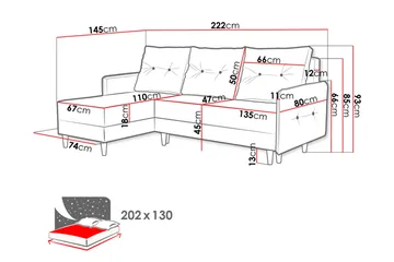 Fernisia Hjørnesovesofa - Grå - Møbler - Sofaer - Sovesofaer - Sovesofa divan