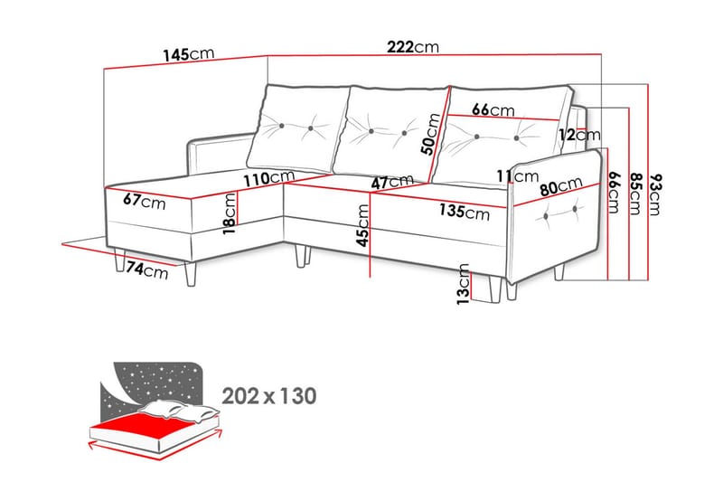 Fernisia Hjørnesovesofa - Grå - Møbler - Sofaer - Sovesofaer - Sovesofa divan
