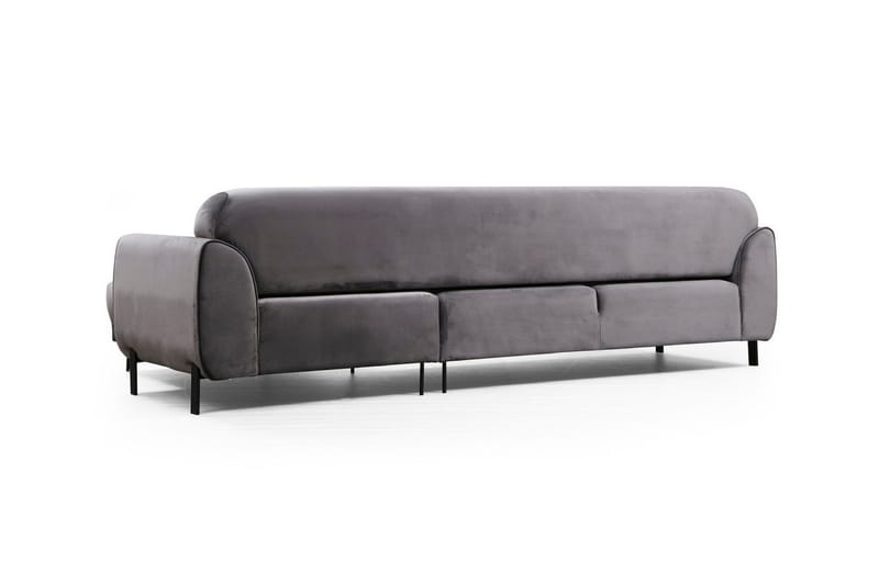 Gajanejos 3-seter Høyre L-formet Sovesofa med Sjeselong i Fløyel - Grå - Møbler - Sofaer - Sovesofaer - Sovesofa divan