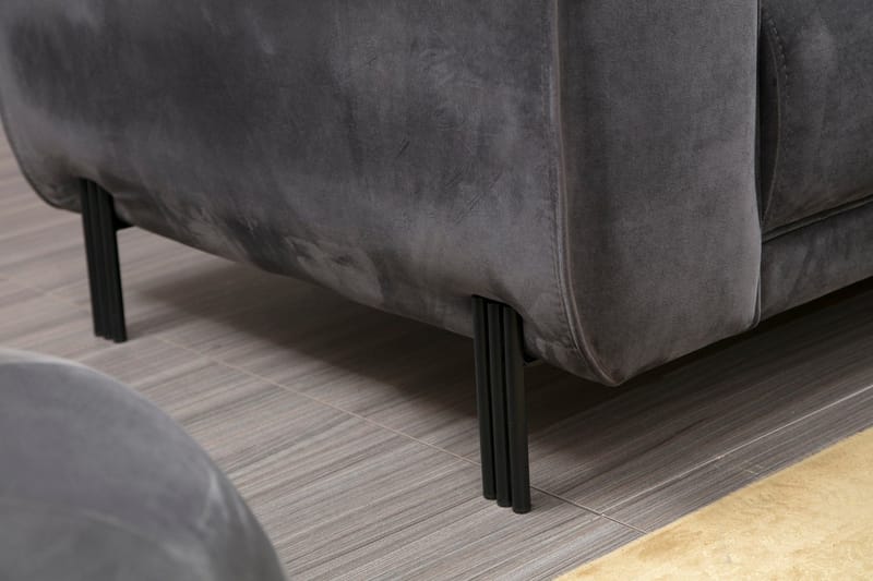 Gajanejos 3-seter Høyre L-formet Sovesofa med Sjeselong i Fløyel - Grå - Møbler - Sofaer - Sovesofaer - Sovesofa divan