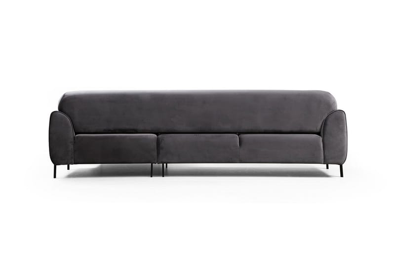 Gajanejos 3-seter Høyre L-formet Sovesofa med Sjeselong i Fløyel - Grå - Møbler - Sofaer - Sovesofaer - Sovesofa divan