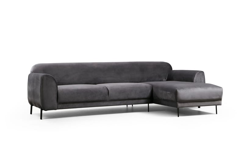 Gajanejos 3-seter Høyre L-formet Sovesofa med Sjeselong i Fløyel - Grå - Møbler - Sofaer - Sovesofaer - Sovesofa divan