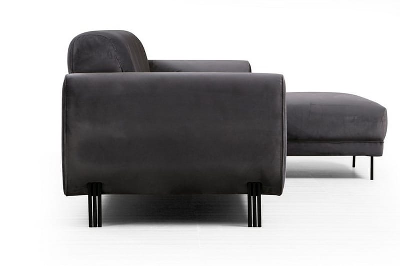 Gajanejos 3-seter Høyre L-formet Sovesofa med Sjeselong i Fløyel - Grå - Møbler - Sofaer - Sovesofaer - Sovesofa divan