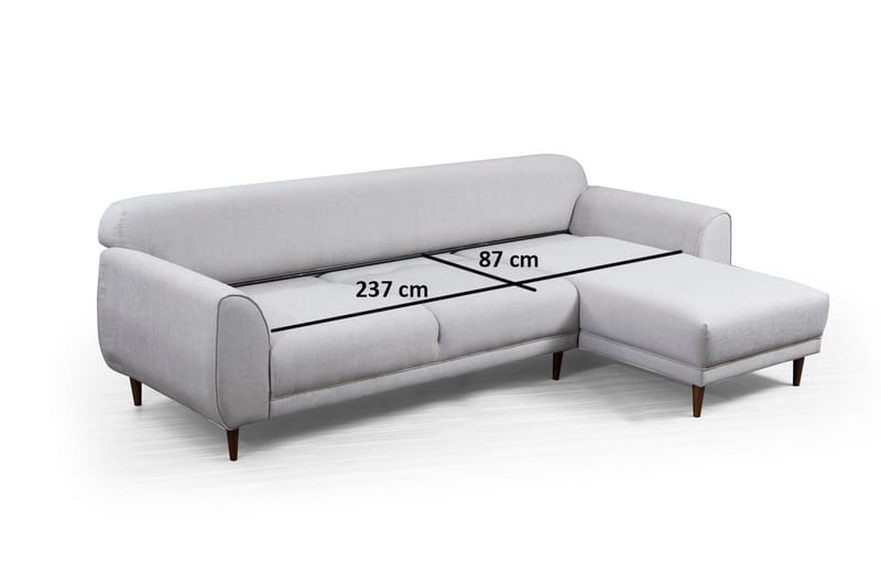 Gajanejos 5-seter Høyrevendt L-formet Sovesofa 87x237 cm i Stoff - Beige - Møbler - Sofaer - Sovesofaer - Langsgående sovesofa