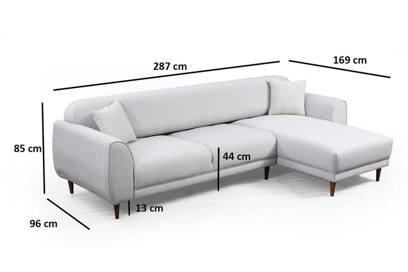 Gajanejos 5-seter Høyrevendt L-formet Sovesofa 87x237 cm i Stoff - Beige - Møbler - Sofaer - Sovesofaer - Langsgående sovesofa