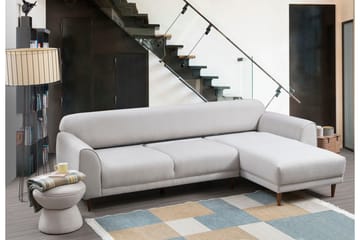 Gajanejos 5-seter Høyrevendt L-formet Sovesofa 87x237 cm i Stoff - Beige - Møbler - Sofaer - Sovesofaer - Langsgående sovesofa