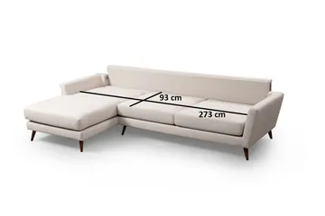 Gajanejos 5-seter Venstrevendt L-formet Sovesofa 93x273 cm i Fløyel - Beige - Møbler - Sofaer - Sovesofaer - Sovesofa divan
