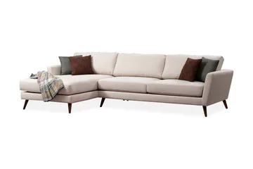 Gajanejos 5-seter Venstrevendt L-formet Sovesofa 93x273 cm i Fløyel - Beige - Møbler - Sofaer - Sovesofaer - Sovesofa divan