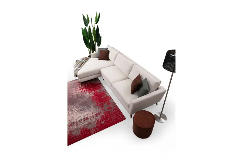 Gajanejos 5-seter Venstrevendt L-formet Sovesofa 93x273 cm i Fløyel - Beige - Møbler - Sofaer - Sovesofaer - Sovesofa divan