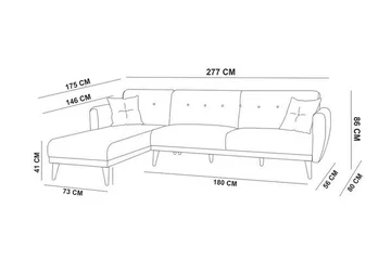 Gjoni Sovesofa med Divan Høyre - Hvit - Møbler - Sofaer - Sovesofaer - Sovesofa divan