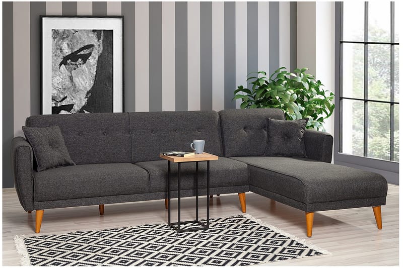 Gjoni Sovesofa med Divan Veggenhet - Grå - Møbler - Sofaer - Sovesofaer - Sovesofa divan