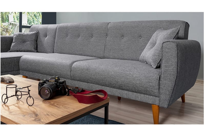Gjoni Sovesofa med Divan Veggenhet - Grå - Møbler - Sofaer - Sovesofaer - Sovesofa divan