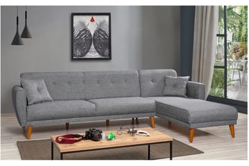 Gjoni Sovesofa med Divan Veggenhet - Grå - Møbler - Sofaer - Sovesofaer - Sovesofa divan