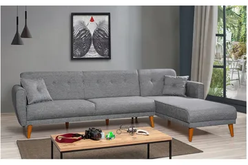 Gjoni Sovesofa med Divan Veggenhet - Grå - Møbler - Sofaer - Sovesofaer - Sovesofa divan