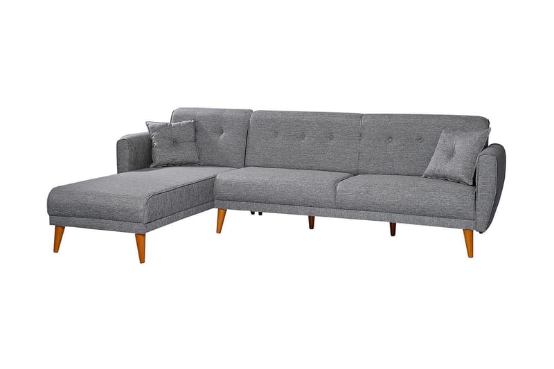 Gjoni Sovesofa med Divan Veggenhet - Grå - Møbler - Sofaer - Sovesofaer - Sovesofa divan