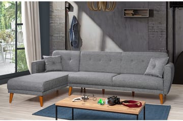 Gjoni Sovesofa med Divan Veggenhet - Grå - Møbler - Sofaer - Sovesofaer - Sovesofa divan