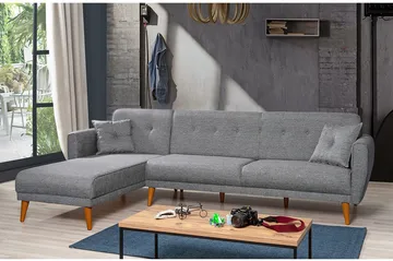 Gjoni Sovesofa med Divan Veggenhet - Grå - Møbler - Sofaer - Sovesofaer - Sovesofa divan