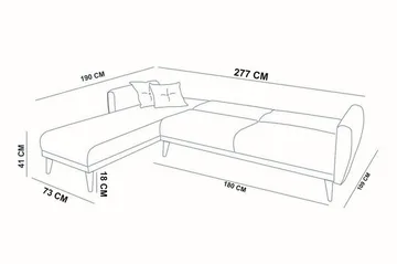 Gjoni Sovesofa med Divan Veggenhet - Grå - Møbler - Sofaer - Sovesofaer - Sovesofa divan
