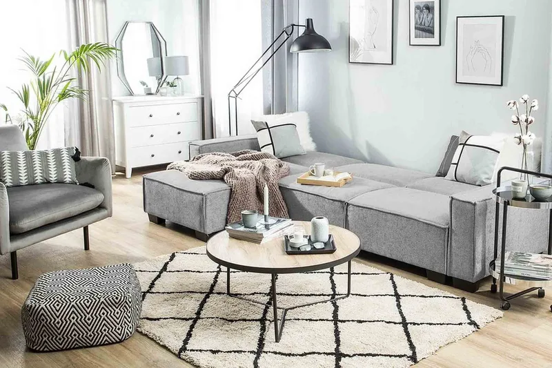 Halsnead 3-seter Venstrevendt Hjørnesovesofa 115x253 cm i Stoff - Grå - Møbler - Sofaer - Sovesofaer - Sovesofa divan