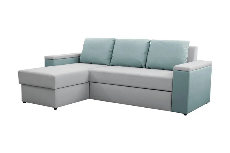 Herosa 3-seters Sovesofa med Divan med Oppbevaring, Blå/Grå