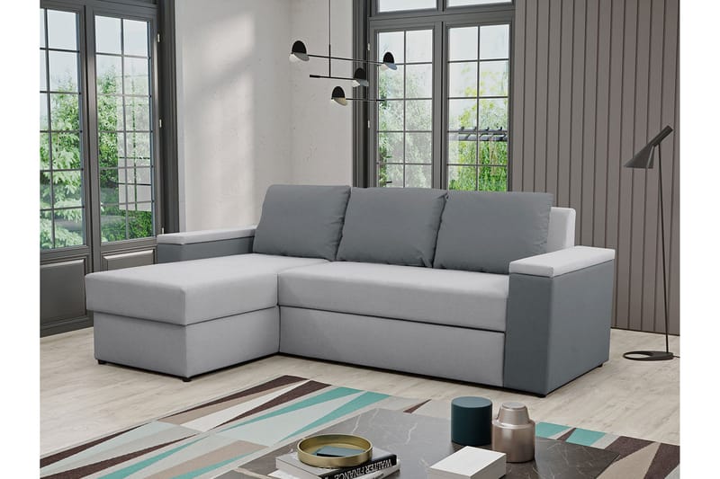 Herosa 3-seters Sovesofa med Divan med Oppbevaring - Grå - Møbler - Sofaer - Sovesofaer - Sovesofa divan