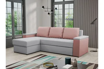 Herosa 3-seters Sovesofa med Divan med Oppbevaring - Grå/Rosa - Møbler - Sofaer - Sovesofaer - Sovesofa divan