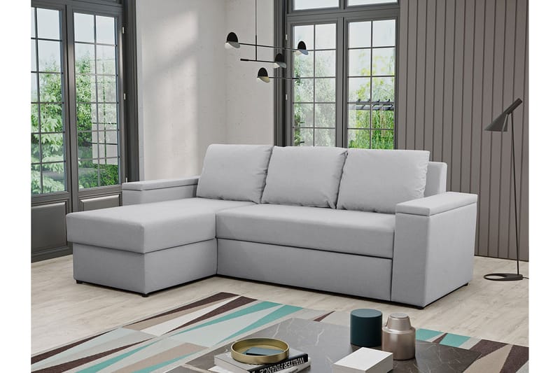 Herosa 3-seters Sovesofa med Divan med Oppbevaring - Lysegrå - Møbler - Sofaer - Sovesofaer - Sovesofa divan