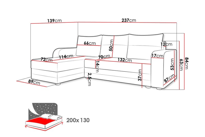 Hewlet 3-seters Divansovesofa Venstre - Grå - Møbler - Sofaer - Sovesofaer - Sovesofa divan