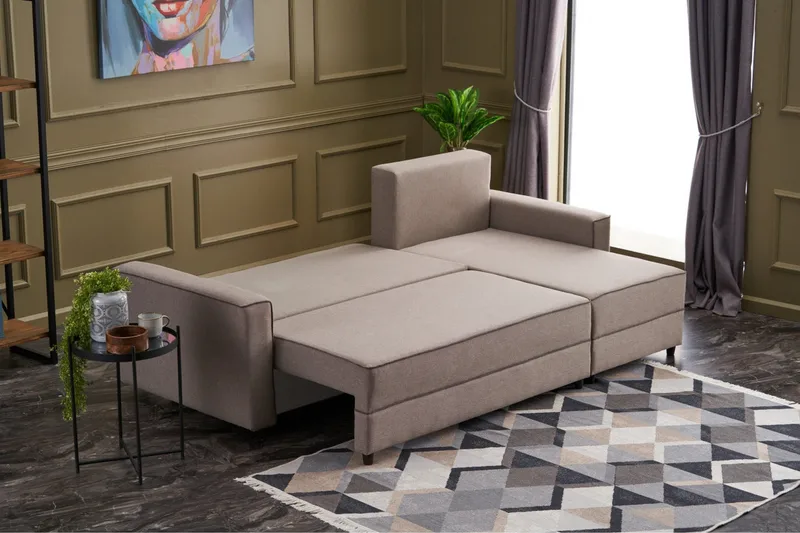 Highbank Sovesofa m. Divan 4-seters 200x150 - Krem - Møbler - Sofaer - Sovesofaer - Sovesofa divan
