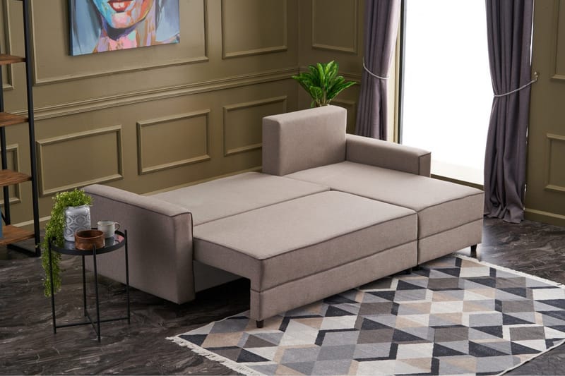 Highbank Sovesofa m. Divan 4-seters 200x150 - Krem - Møbler - Sofaer - Sovesofaer - Sovesofa divan