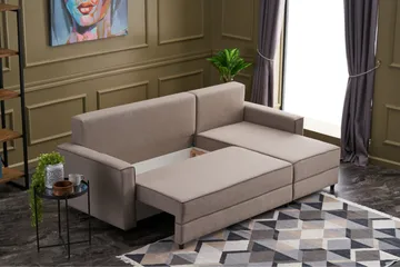Highbank Sovesofa m. Divan 4-seters 200x150 - Krem - Møbler - Sofaer - Sovesofaer - Sovesofa divan