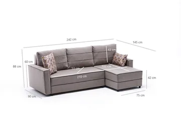 Highbank Sovesofa m. Divan 4-seters 200x150 - Krem - Møbler - Sofaer - Sovesofaer - Sovesofa divan