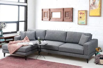 Hilari Sovesofa med Divan Venstre - Grå - Møbler - Sofaer - Sovesofaer - Sovesofa divan