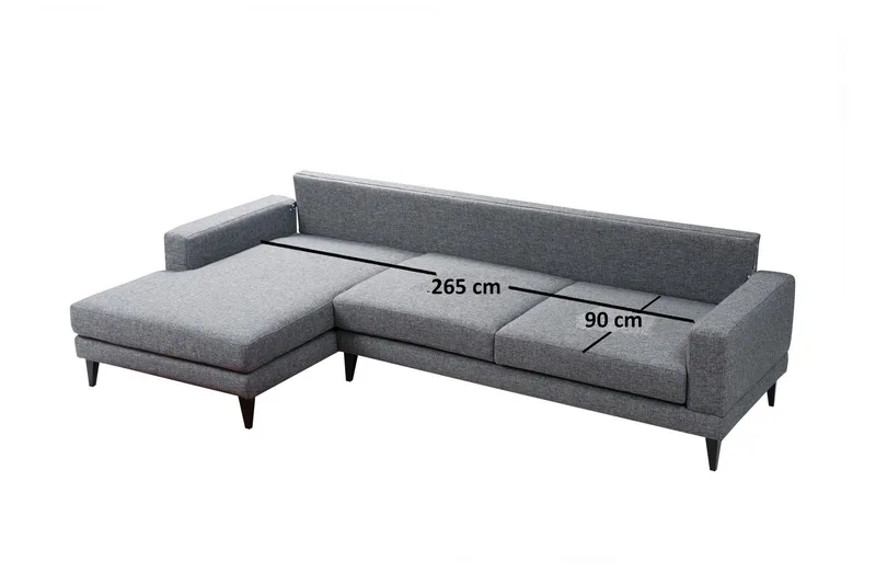 Hilari Sovesofa med Divan Venstre - Grå - Møbler - Sofaer - Sovesofaer - Sovesofa divan