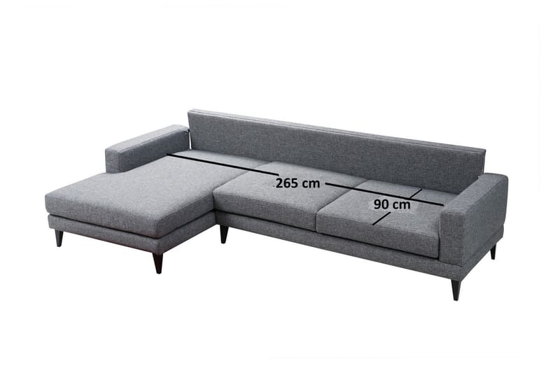 Hilari Sovesofa med Divan Venstre - Grå - Møbler - Sofaer - Sovesofaer - Sovesofa divan