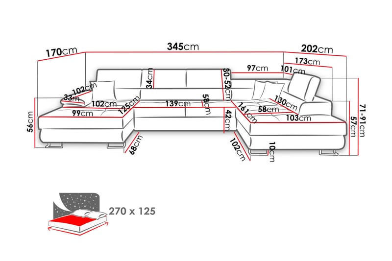 Hjørnesofa Cotere Høyre - Svart - Skinnsofaer - Sovesofa divan