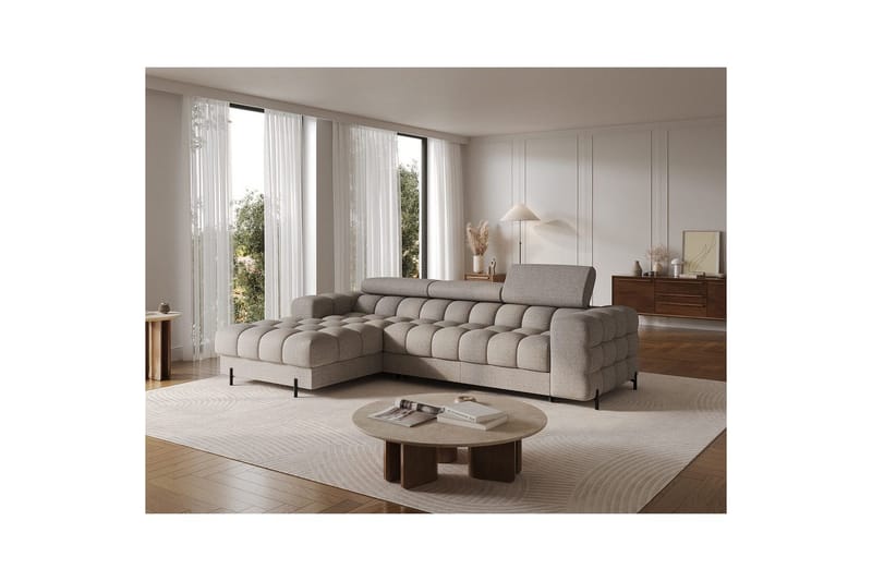 Hjørnesofa Eltap Felro 285x181x93 cm - Royal 20, Beige, Venstre - Møbler - Sofaer - Sovesofaer - Sovesofa divan