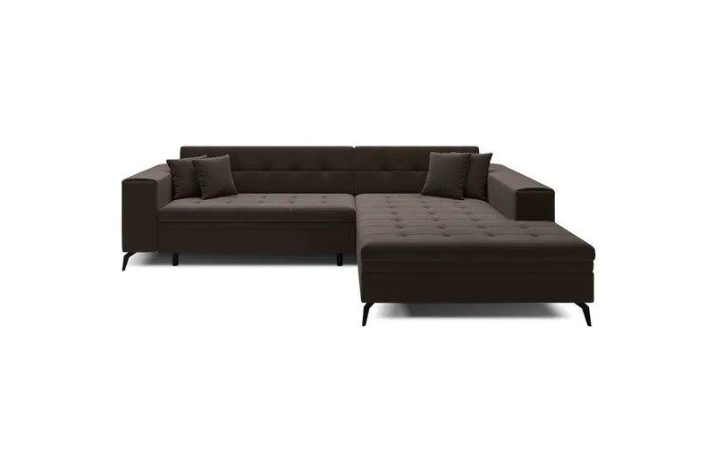 Hjørnesofa Eltap Solange 292x196x84 cm, Mat Velvet 29, Mørk brun, Høyre