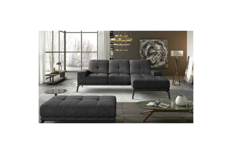 Hjørnesofa Eltap Torrense 265x175x98 cm, Berlin 02, Sort, Høyre