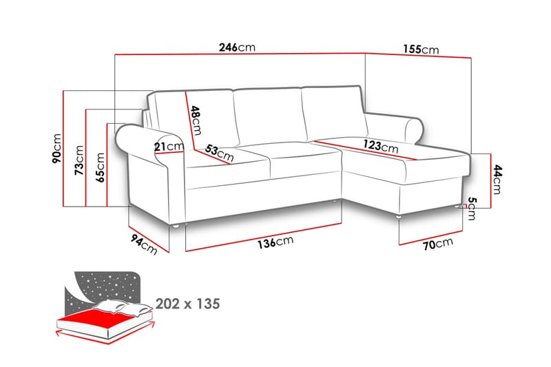 Hjørnesofa Monaco - Blå - Fløyelssofaer - Sovesofa divan