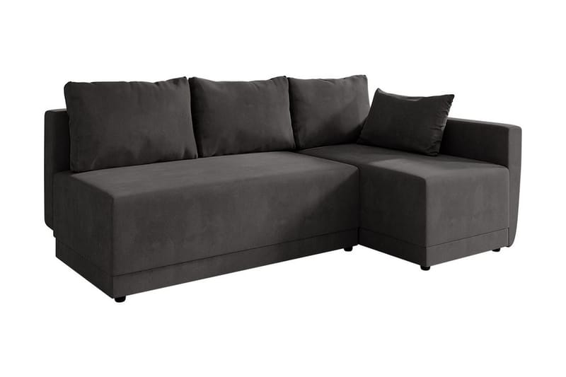 Hjørnesofa Nestor Høyre - Svart - Fløyelssofaer - Sovesofa divan