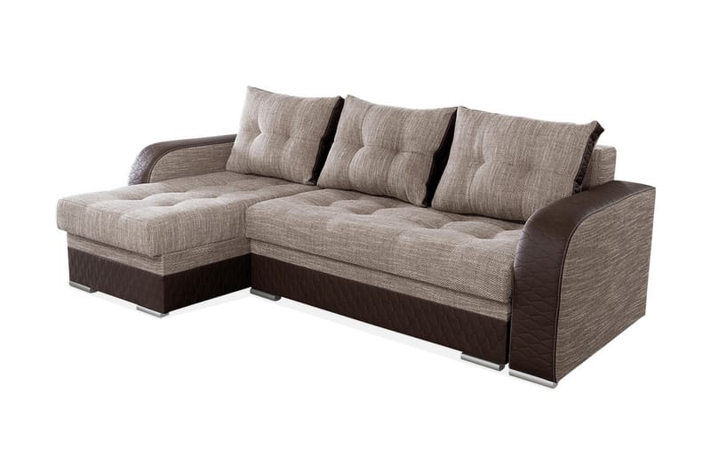 Hjørnesofa Sydney - Beige/Brun - Sovesofa divan