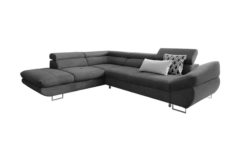 Hjørnesovesofa Brassington - Mørkegrå - Møbler - Sofaer - Fløyelssofaer