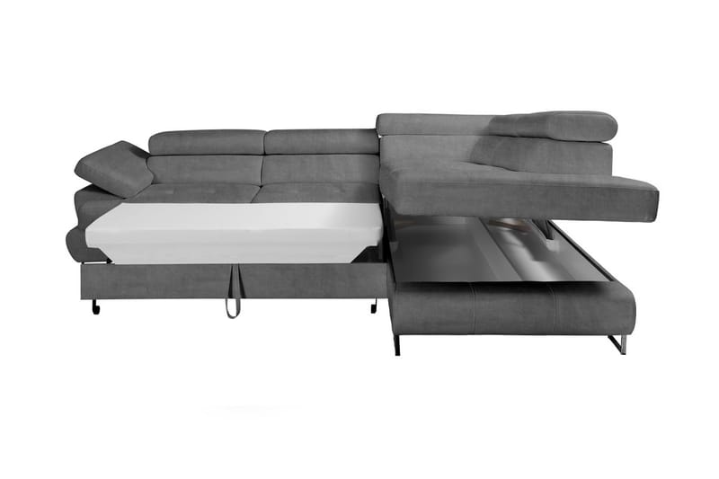 Hjørnesovesofa Brassington - Mørkegrå - Møbler - Sofaer - Fløyelssofaer