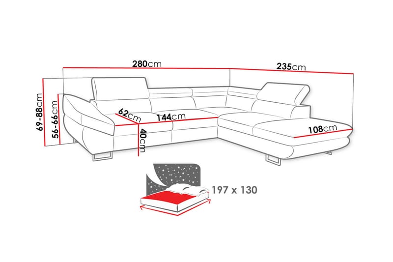 Hjørnesovesofa Brassington - Mørkegrå - Møbler - Sofaer - Fløyelssofaer