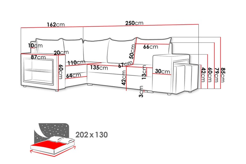 Hjørnesovesofa Milano M - Brun - Møbler - Sofaer - Sovesofaer - Hjørnesovesofa
