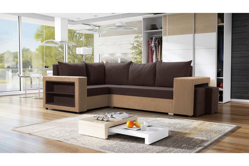 Hjørnesovesofa Milano M - Brun - Møbler - Sofaer - Sovesofaer - Hjørnesovesofa
