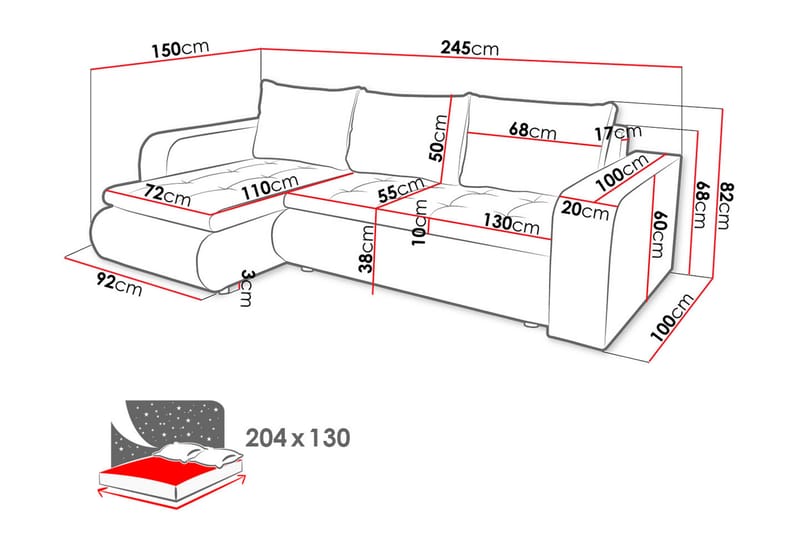 Hjørnesovesofa Ozello - Hvit/Beige - Skinnsofaer - Sovesofa divan