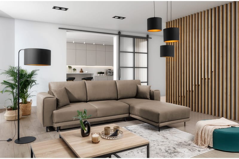 Hopland 3-seters Sovesofa m. Divan med Oppbevaring, Beige